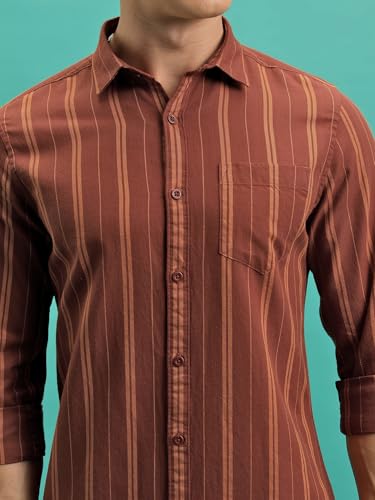 Image of Highlander Men's Slim Fit Striped Shirt | Full Sleeves | Everyday Wear Stylish Shirt for Men