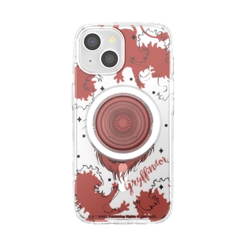 Image of PopSockets iPhone 15 Case with Round Phone Grip Compatible with MagSafe, Phone Case for iPhone 15, Wireless Charging Compatible, Harry Potter - Gryffindor