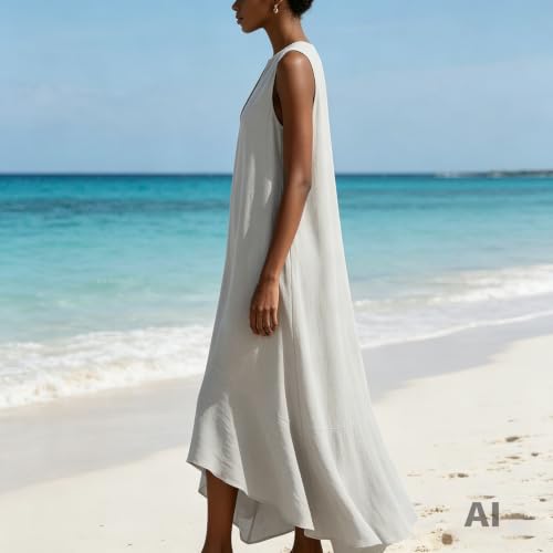 Robe longue fluide col en V ample et légère pour masquer les rondeurs - 6