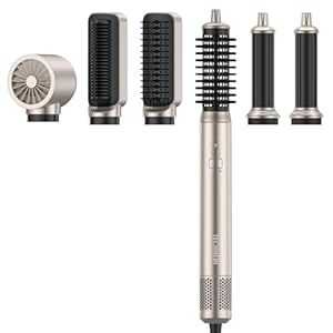 Hair Dryer Brush TECHMERI 6 in 1 Blow Dryer Brush Ions, Detachable Hair Styler Tools, Auto Wrap Curler, Hot Air Brush for Drying, Straightening and Volumizing, 110,000 RPM High Speed