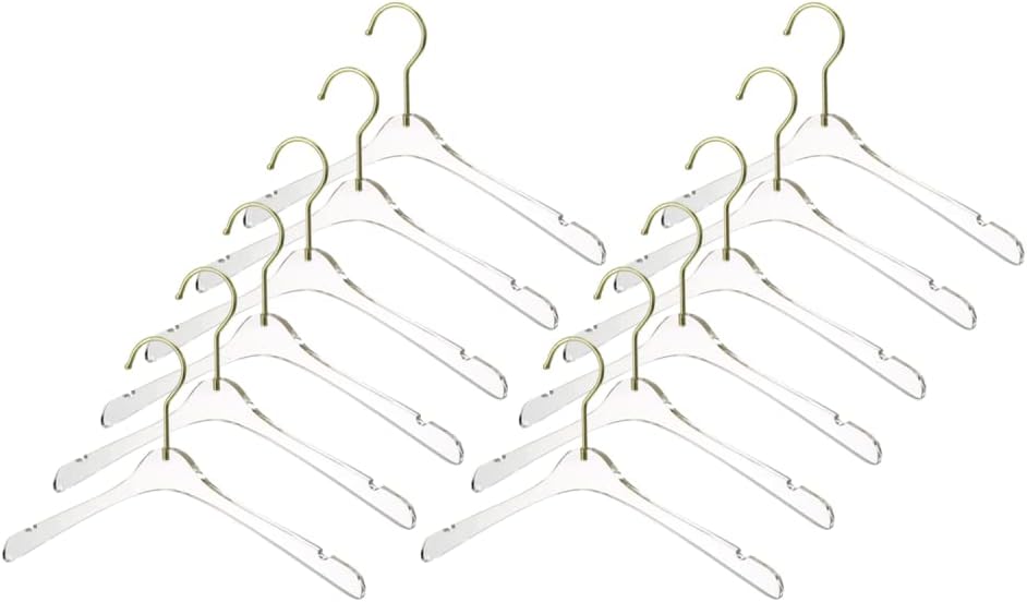 YBM Home Quality Acrylic Clear Hangers Made of Clear Acrylic for a Luxurious Look and Feel for Wardrobe Closet, Clothes Hangers Organizes Closet, Kid, Silver, 4110-6