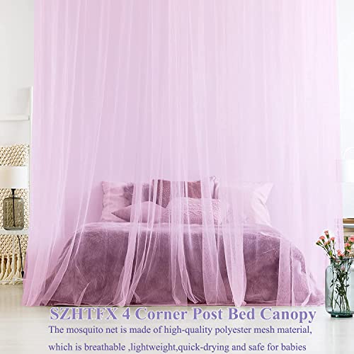 Mosquito Net for Double to King Size Bed - Anti-Insect Canopy for Indoor/Outdoor, Bedroom, Travel, Camping (Pink)