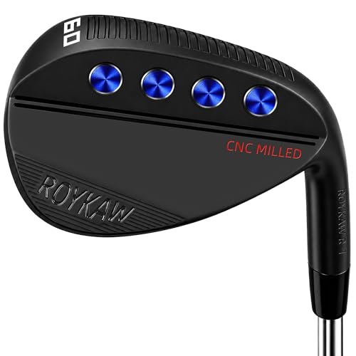 Roykaw 60 Degree Golf Wedge Golf Club 60 Degree Lob Wedge with Full CNC Milled Face for Max Backspin Right Hand Black