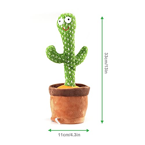Maiting 120 English Songs Dancing Cactus Toys, Talking Cactus Toy,Wriggle Singing Mimicking Cactus,Repeats What You Say,Sing,Repeat,Dance,Recording,Led Electric Mimicking Cactus Plush (B) #TOP5