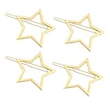 Olpchee 4 Pcs Fashion Gold Hair Clips for Girls Women Headwear Simple Hollow Star Ponytail Hairpins Wedding Bridesmaids Bridal Ornament