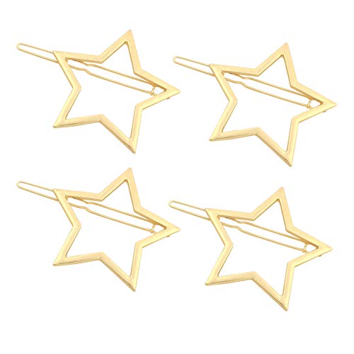 Olpchee 4 Pcs Fashion Gold Hair Clips for Girls Women Headwear Simple Hollow Star Ponytail Hairpins Wedding Bridesmaids Bridal Ornament