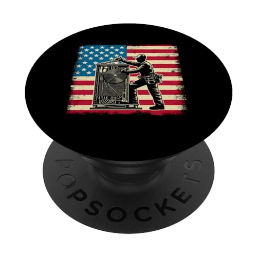 Patriotic American Flag 4th Of July HVAC Technician Tech PopSockets Standard PopGrip