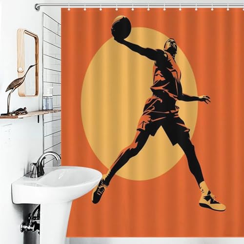 Rideau de douche basket-ball imperméable en polyester 152x183 cm - 6