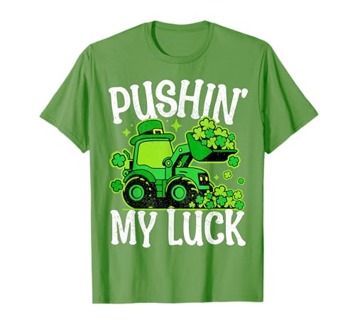 Pushing My Luck Tractor St Patricks Day Boys Toddler Kids T-Shirt