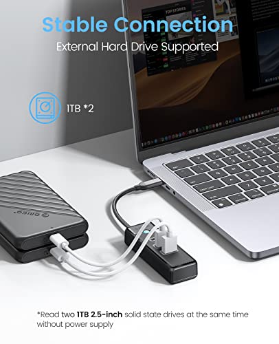 ORICO USB Hub,3 Ports USB 3.1 Type C to USB 3.0 Hub Adapter with 2 USBA, 1 Type C for Laptop, Mobile Phone, Tablet with 0.5ft Cable, Compatible with Mac OS 10.X and Above, Linux, Android — view 4