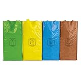 Set di sacchetti robusti per riciclaggio dei rifiuti, facili da pulire, uniti da nastri, confezione da riciclaggio per plastica, organico, vetro, carta e cartone, durevoli, 23 l, con maniglie. (4