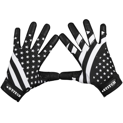 American Flag Baseball & Softball Batting Gloves - Men's & Youth Unisex (Black Stars & Strips, Adult Medium)