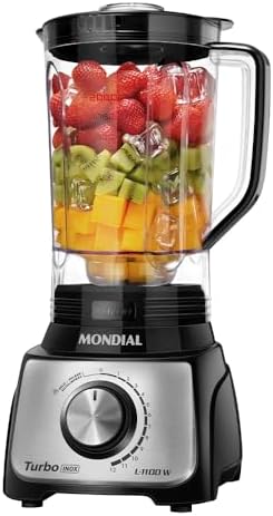 MONDIAL Liquidificador Turbo, Preto/Inox, 1100W, 110V - L-1100 BI