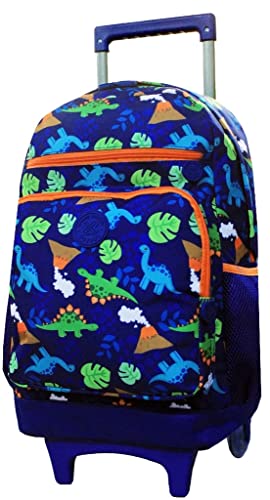 Mochila Bolsa Reforçada Escolar Infantil Menino Dinossauro Rodinhas