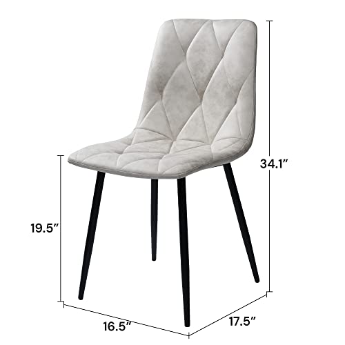 Sunsgrove Set Of 4 Retro Kitchen Dining Chairs With Upholstered Cushion And High Backrest, Matte Faux Leather Suede Chairs For Dining Room, Living Room, Bedroom Side Chairs (Light Grey) #TOP1