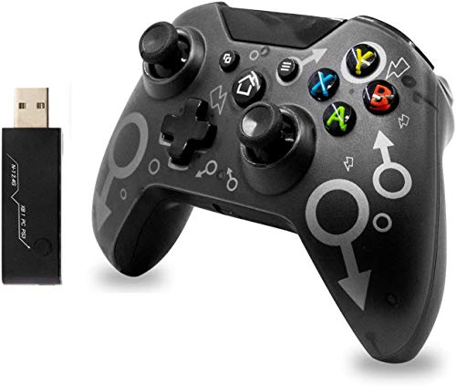 Poulep Wireless Controller for Xbox One, Xbox One Controller with Dual Vibration Function, Compatible with Xbox One/One S/One X / P3 Console/Windows 7/8/10 of 2.4GHZ Wireless Adapter (Black)