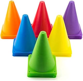 Tebery 30 Pack Sports Training Cones, Plastic Marker Training Traffic Cones, for Skate, Soccer, Football, Outdoor Games, Physical Education and Festive Events, Assorted Colors, 7 Inch
