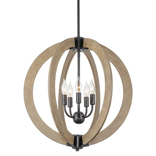 Kira Home Emery 23" 5-Light Modern Farmhouse Rustic Armillary Round