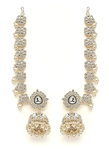 Image of Shining Diva Fashion Stylish Pearl Chain Traditional Jhumki Set Earrings for Women