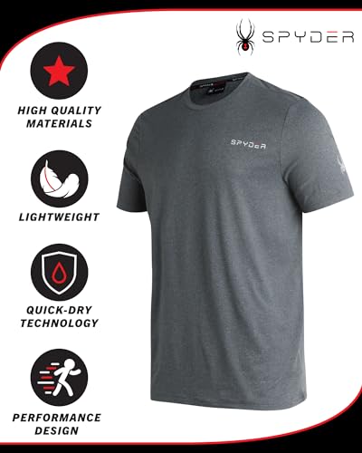 Spyder Men's Active Shirt - Fitted Short Sleeve Crewneck Performance Training Shirt - Dry Fit Workout Shirt for Men (S-XL)2