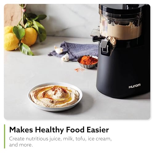 Hurom H-AA Cold Press Juicer Machine, Easy to Clean Masticating Slow Juicer, Coarse Strainer, Adjustable Lever, Minimal Juice Pulp, High Nutrient Extraction (Black)