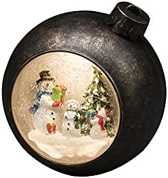 Konstsmide LED Snow Globe Snowman Scene, Water Filled/for Indoor Use (IP20) / Battery Operated: 3xAA 1.5V (excl.) / Christmas Lantern 1 Warm White Diodes, Plastic/Copper, Brown