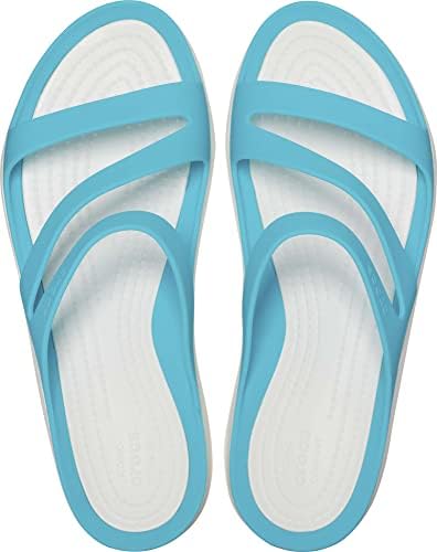 Crocs Women's Swiftwater Sandals, White/Digital Aqua, Numeric_8 | Image 3