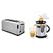 Princess 142389 - Tostadora de doble ranura larga, 1500 W, 6 grados de tostado, Función de descongelado + Duo Juicer – Exprimidor con innovador depósito de zumo adicional, diseño de acero inoxidable