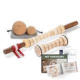styleholz® Faszientraining STARTER-SET [DAS ORIGINAL aus Österreich] – Komplett Paket für tägliche Faszien-Routine – Faszienstab aus Holz, Faszienbälle & Fußroller + gratis Übungshandbuch