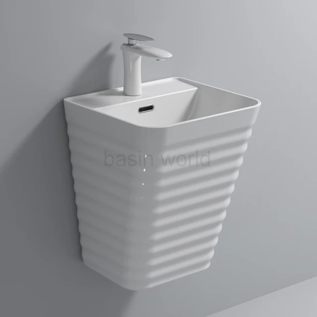 BASIN WORLD Ceramic Wall Mount/Wall Hung Half Pedestal Wash Basin Bathroom Basin Sink For Bathroom & Livingroom (15 X 15 X 19 Inch) NC-507 (B0CKXLVYJL) Amazon Price History, Amazon Price Tracker
