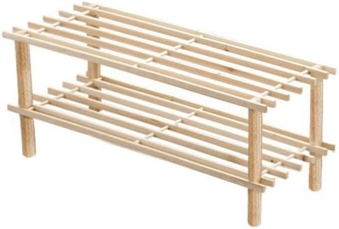 ASAB2 Tier Bamboo Shoe Rack - Shoe Organizer for Closet & Entryway - Beige