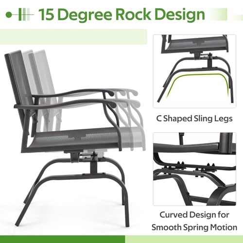 Danrelax 16202GY-PRO 35 Inch Outdoor Patio Dining Chairs Set Of 2 thumb #3