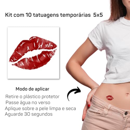 Tatuagem Mania, Tatuagem Temporária Beijo Beijinho | Colorida 042