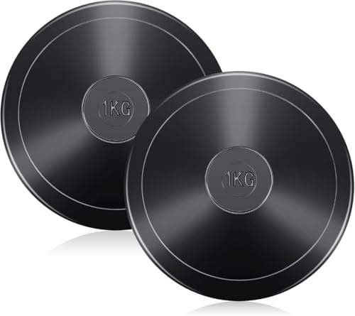 Giawkca 2個 滑らかな表面 ブラックラバー円盤ディスク 陸上競技用品 高校生 男の子 女の子 屋外 投げ練習用 (1kg)