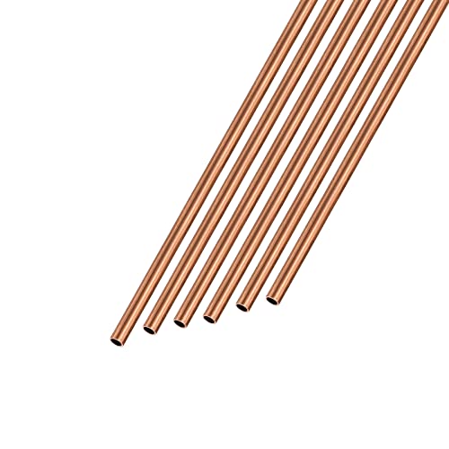 METALLIXITY Cobre Tubo (2mm OD x 0,25mm Pared T x 300mm L) 6uds, Recta Tubería - para Hogar Muebles, Maquinaria, Bricolaje Artesanía