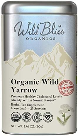 Organic Yarrow Tea - Caffeine Free Loose Leaf Herbal Tea - Pharmacopoeia Potency - 1.76 Ounces - 25 Servings