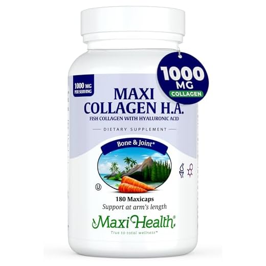 Maxi Health Collagen with Hyaluronic Acid Capsules - Type I Fish Collagen Protein - Hydrolyzed Supplements for Women and Men - 120 Count