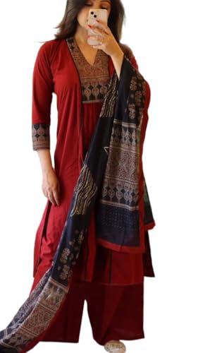 Image of ANNI Designer | Rayon Straight Printed Kurta Set with Pant & Dupatta | Stylish Women's Kurti Set | Ethnic Wear Suit Set for Women | Daily Kurta Pant Set with Dupatta