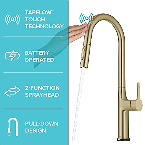 Kraus Ktf-3101Bg Oletto Contemporary Single-Handle Touch Kitchen Sink Faucet With Pull Down Sprayer, 19 7/8 Inch, Brushed Gold #TOP1