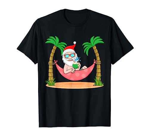 Summer Christmas in July - Tropical Santa Xmas Hawaiian T-Shirt