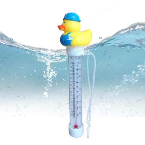 Floating Pool Temperature Gauge - Rubber Duck Floating Water Thermometer | Duck Easy Read Temperature Meter with String | Temperature Gauge for Outdoor & Indoor Swimming Pools | Hot Tubs