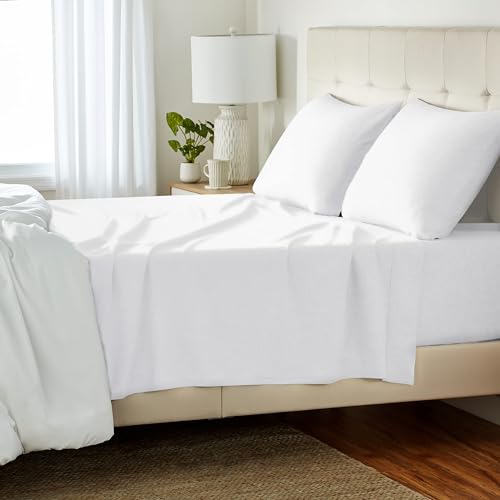 Consejos para Comprar Sábanas y fundas de almohada para comprar hoy. 42 Amazon Basics - Juego de sábanas de algodón cómodo de 4 piezas, incluye sábanas planas y bajeras suaves, funda de almohada, Queen, rubor, liso