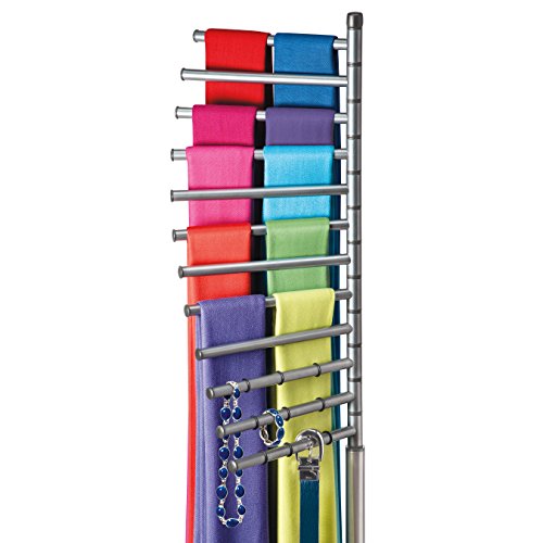 Lynk Floor Standing Pivoting Scarf, Belt, Jewelry Holder - Accessory Organizer Rack - Platinum