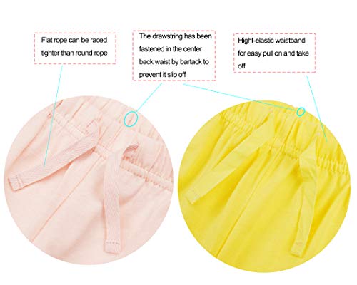 Alwaysone Kids Shorts With Drawstring Soft Cotton Sweat Shorts Athletic Basketball Shorts For Boys And Girls 3-12 Years (Pink+Yellow-M) #TOP2