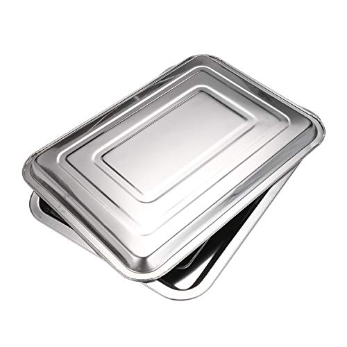 JinYan Generic Tattoo Stainless Steel Tray, 2 Pack, Silver, 13.5 X 10 Inches, Medical/Dental/Body Piercing/Tattoo Tools