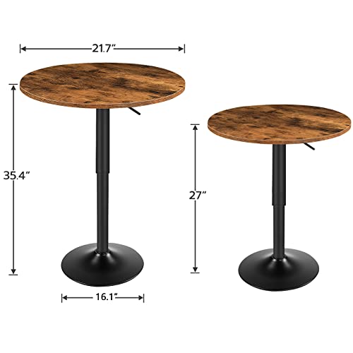 Hoobro Bar Table, Height-Adjustable Round Pub Table 27-35.4 Inches, Cocktail Table With Base, Modern Style, Suitable For Living Room, Dining Room, Bistro, Rustic Brown Bf58Bt01G1 #TOP2