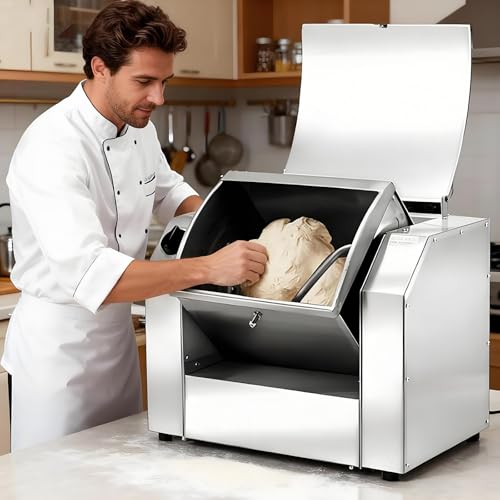 Drmoxin Batidora Eléctrica, Amasadora Comercial, Máquina Profesional De 30 Kg/H, De Acero Inoxidable, para Pasta, Pizza, Mayonesa Y Más 10kg