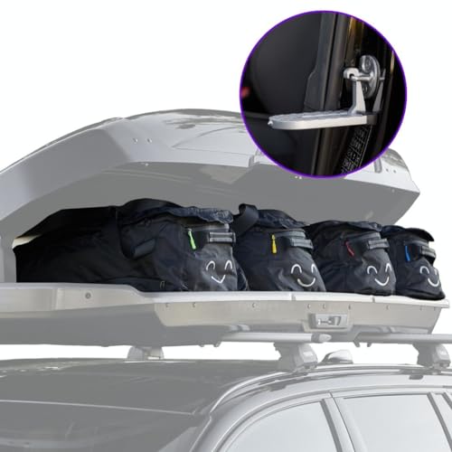 ISIBELL® Dachbox 4 er Taschen Set mit Trittstufe für einfaches Be und Entladen und Identifikaitonsmarker/Duffel Bag/dachbox Taschen/Tasche für dachbox