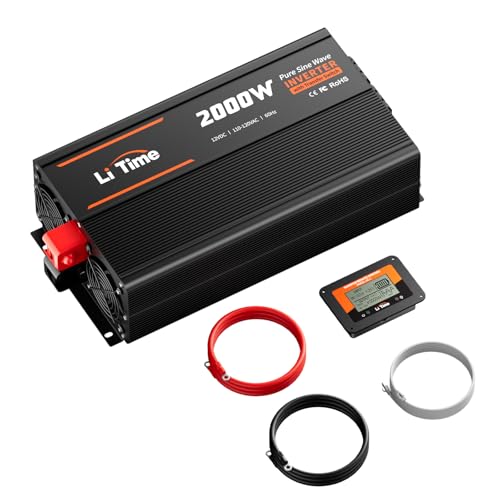 Image of Litime 2000W Pure Sine Wave Power Inverter with ATS Transfer Switch, 12V DC to 120V AC Converter, 4000W Peak, Remote LCD Controller, USB & Type-C for RV, Truck, Home, Camping