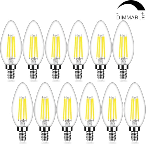 12-Pack Dimmable E12 LED Candelabra Bulbs 40Watt Equivalent, 5000K Daylight White, 450Lumens, 4W B11 Vintage Chandelier Light Bulbs, LED Filament Clear Glass Candle Lamp for Ceiling Fan Home Decor by Yochoice - Image 7